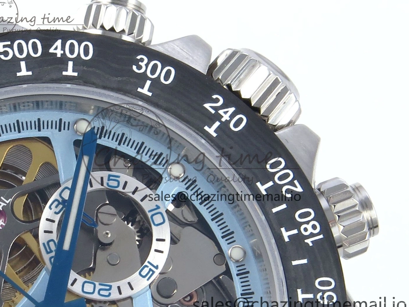 AAA Replica Watches Daytona Edition Bracelet Dial SS Carbon Best on Durable SS Skeleton Bezel DD 369 Artisans GETF 1229